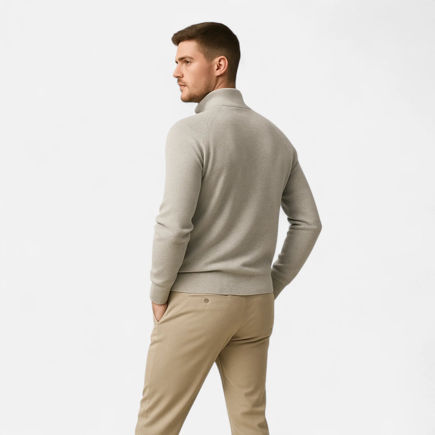 Men's Casual Winter Collar Zip Neck Sweater