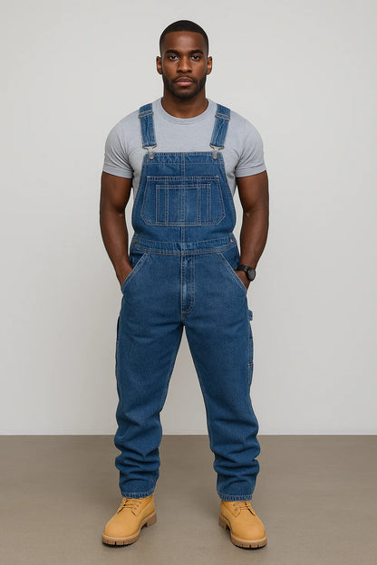 Men's Casual Multi-Pocket Denim Dungarees