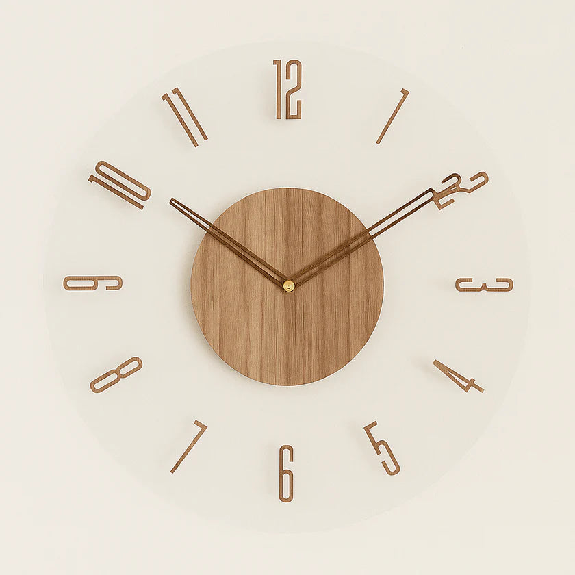 Scandinavian Wooden Wall Clock – Minimalist Silent Design