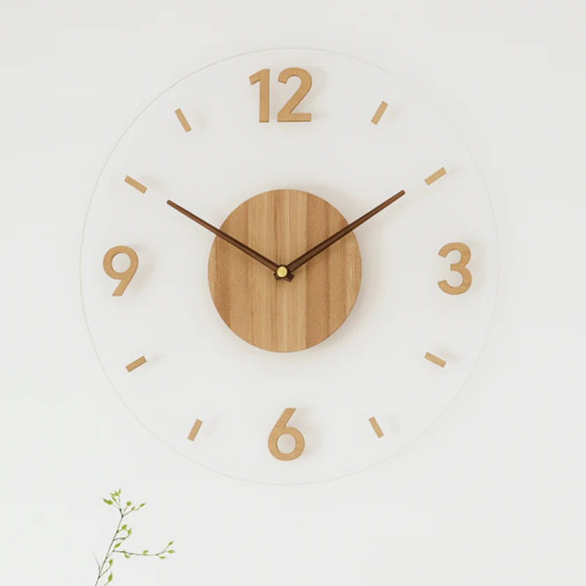 Scandinavian Wooden Wall Clock – Minimalist Silent Design