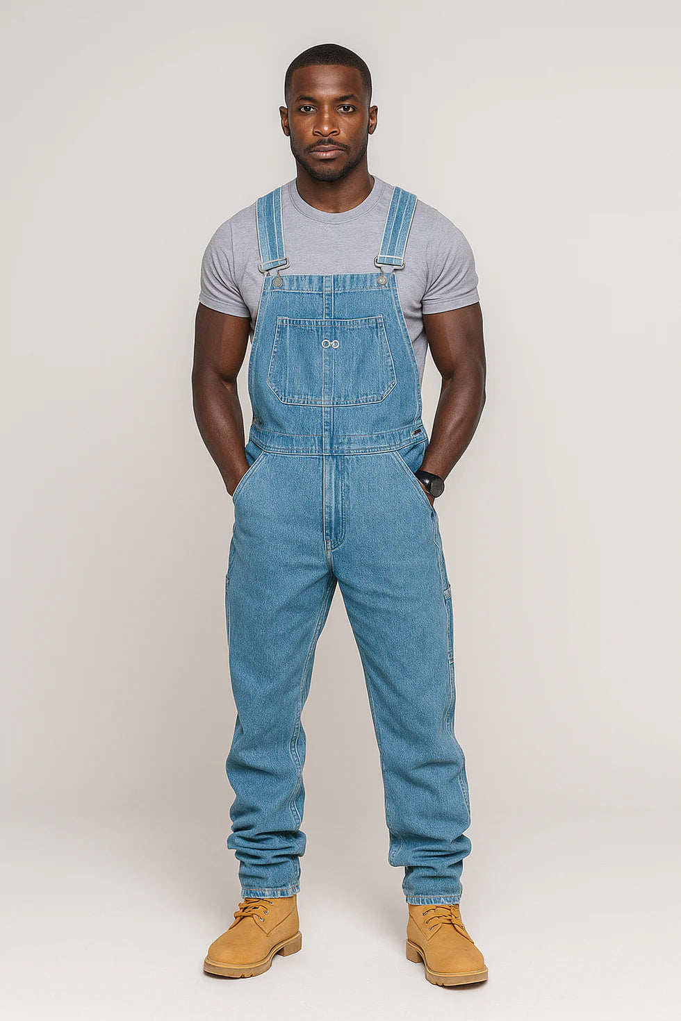 Men's Casual Multi-Pocket Denim Dungarees