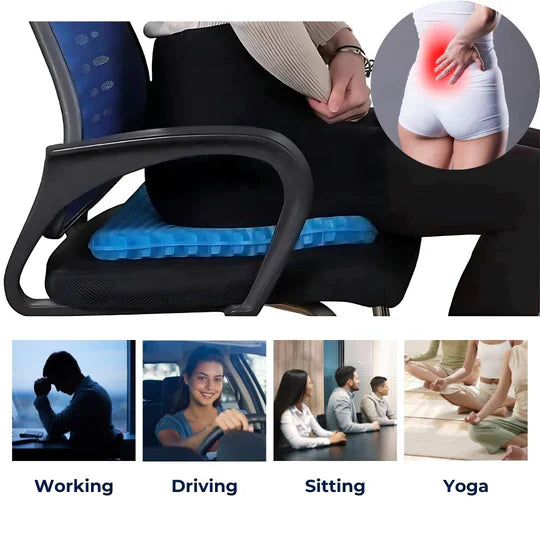 Gel Seat Cushion For Pressure Relief, Tailbone And Lower Back Support
