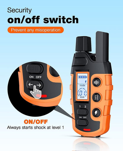 Dog Remote Training Collar 1000m Waterproof Rechargeable E-Collar