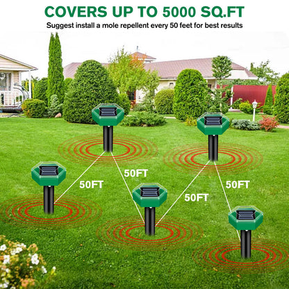 Mole Repellent Ultrasonic Ground Stakes 4-Pack For Lawns And Gardens