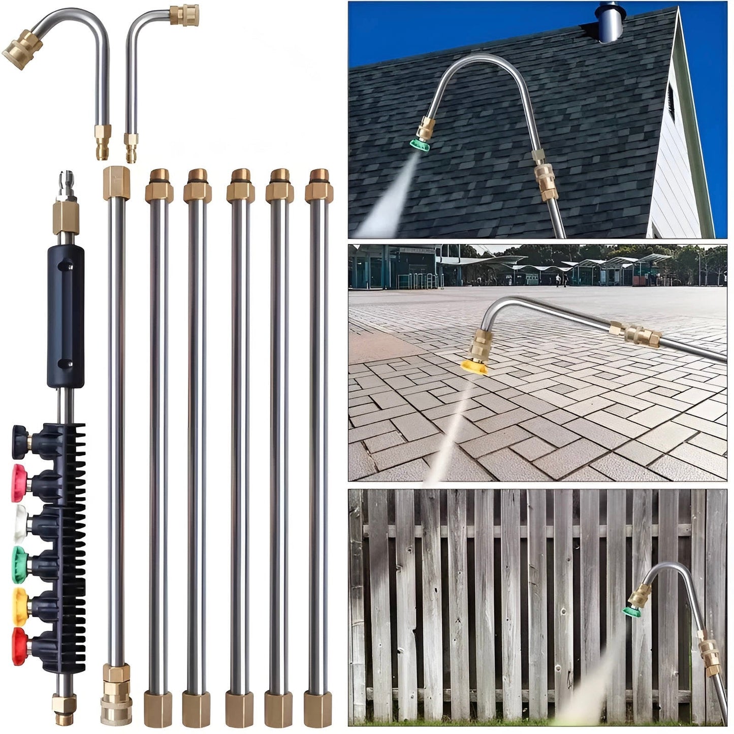 Power Washer Extension Wands 4000 PSI Telescoping For Gutter Roof Wall Cleaning