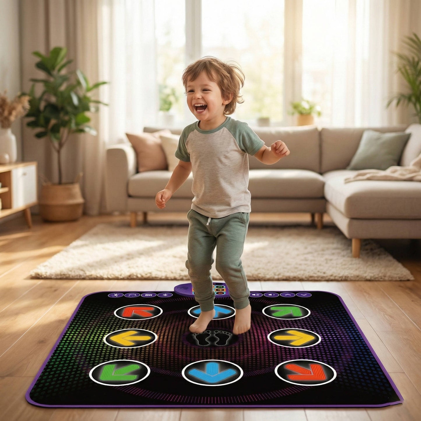 Kids Dance Mat with Light-Up Touch Pads and Bluetooth Music for Ages 3 to 12
