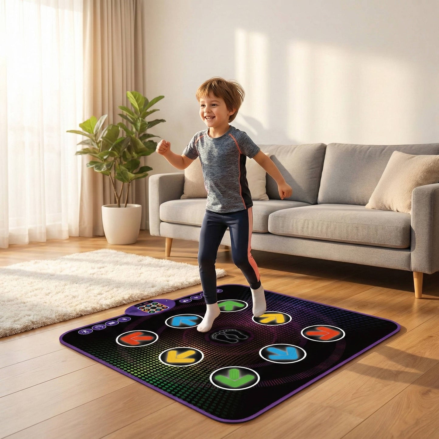 Kids Dance Mat with Light-Up Touch Pads and Bluetooth Music for Ages 3 to 12