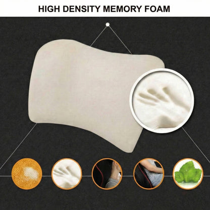 Lumbar Support Pillow with Neck Pad and Breathable Memory Foam for Car Seats
