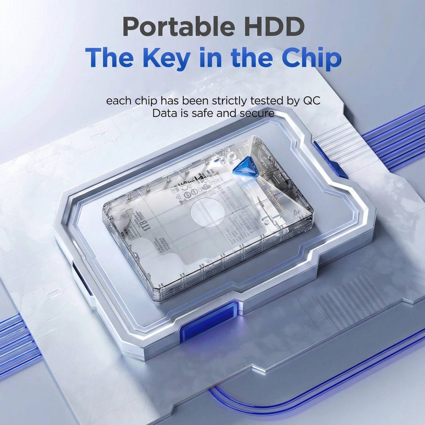 External Hard Drive 1TB/4TB 2.5 Inch USB 3.0 Portable with LED and Auto Hibernate, ABS Case