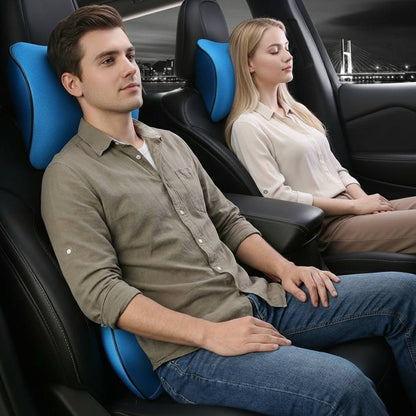 Lumbar Support Pillow with Neck Pad and Breathable Memory Foam for Car Seats