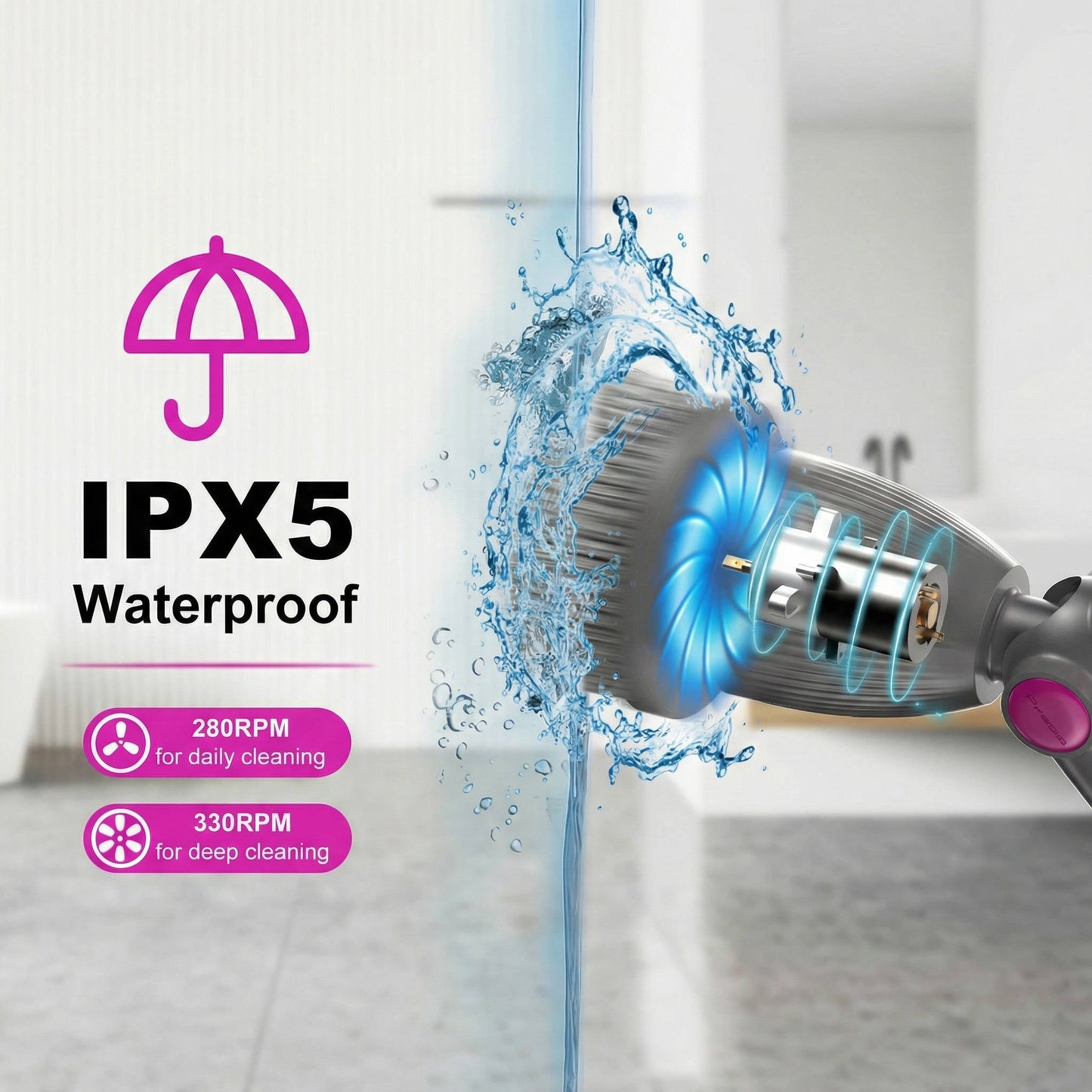 Cordless Spin Scrubber with Telescoping Handle and 7 Brush Heads, 120-Minute Runtime