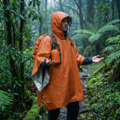 Rain Poncho with Reflective Interior and Reversible High-Visibility Side, Two-Pack