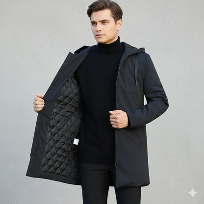 Men's Long Waterproof Winter Parka with Hood