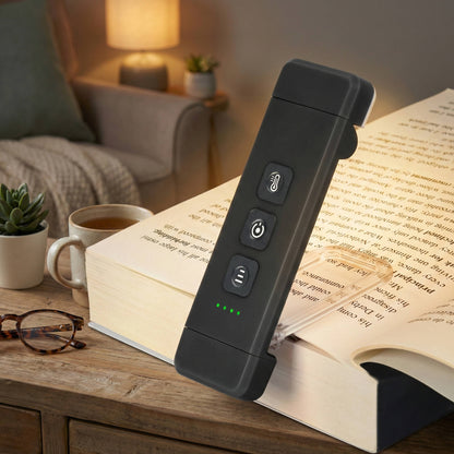 Book Light with USB Rechargeable and Clip-On Clamp, 3 Color Modes, 5 Brightness Levels