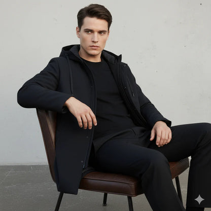 Men's Long Waterproof Winter Parka with Hood