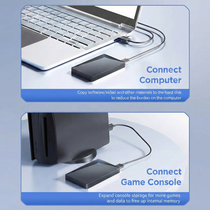 External Hard Drive 1TB/4TB 2.5 Inch USB 3.0 Portable with LED and Auto Hibernate, ABS Case