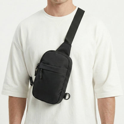 Crossbody Sling Bag with Water-Resistant Nylon and Dual Zippers, Adjustable Strap