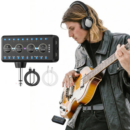 Guitar Headphone Amp with 10 Preamp Voices and 10 Cabinet Simulations, USB Recording