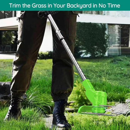 Cordless Grass Trimmer Battery Powered Electric Rechargeable With Adjustable Shaft