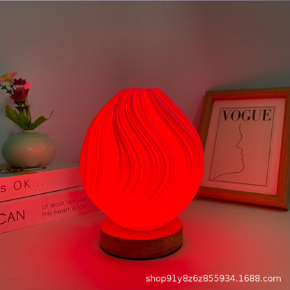 Nordic Table Lamp with Wooden Base - LED Ambient Bedside Light