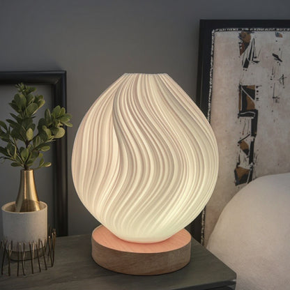 Nordic Table Lamp with Wooden Base - LED Ambient Bedside Light