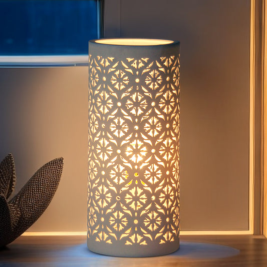 Ceramic Table Lamp - Lattice Pattern Mood Light