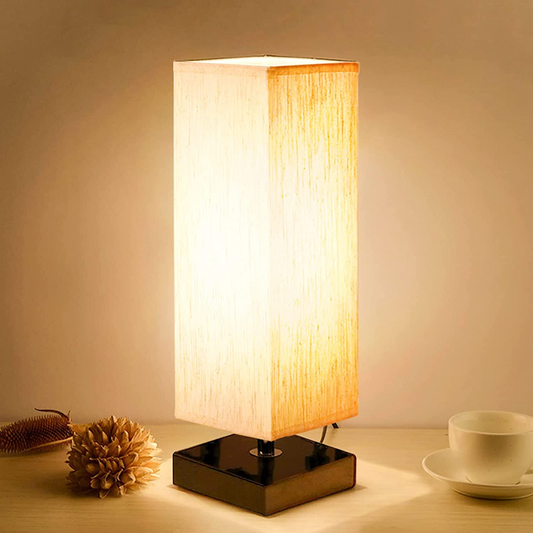 Modern Square Fabric Table Lamp - Warm Glow Bedside Night Light