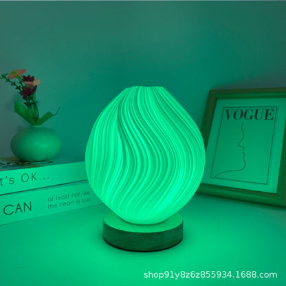 Nordic Table Lamp with Wooden Base - LED Ambient Bedside Light