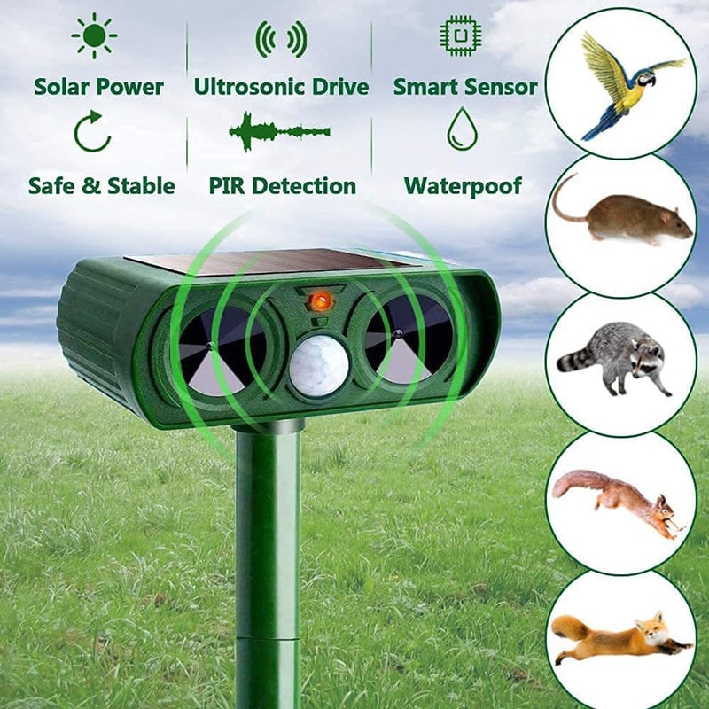 Ultrasonic Animal Repellent Solar-Powered Wildlife Deterrent With Motion Sensor
