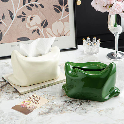 Ceramic Pillow Tissue Box Cover | Soft-Look Sculptural Decor