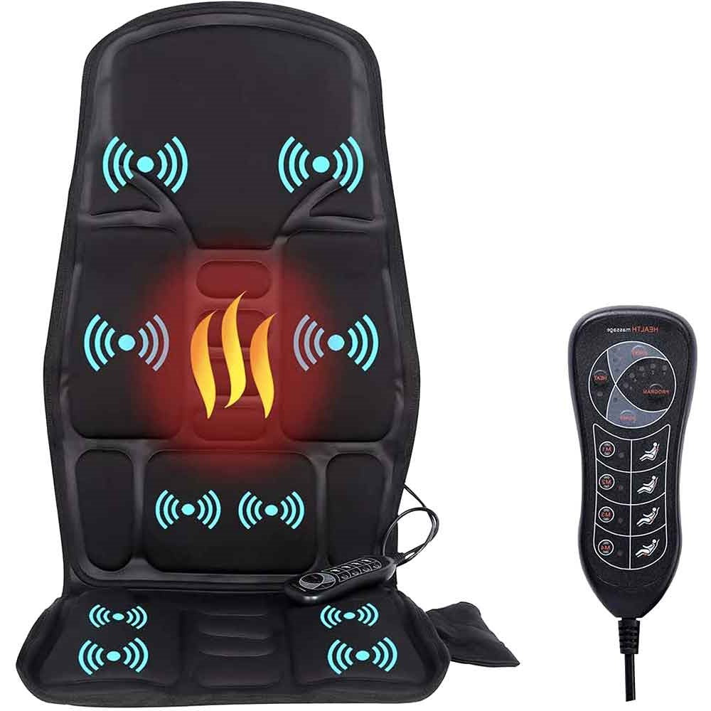 Massage Chair Pad 8 Modes Heated Neck/Back Cushion For Car & Home