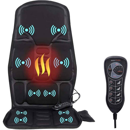 Massage Chair Pad 8 Modes Heated Neck/Back Cushion For Car & Home