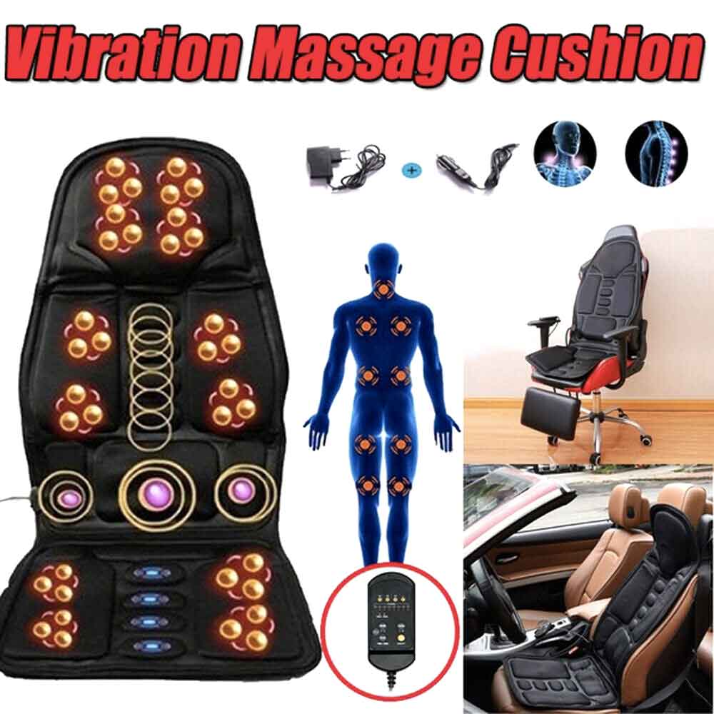 Massage Chair Pad 8 Modes Heated Neck/Back Cushion For Car & Home