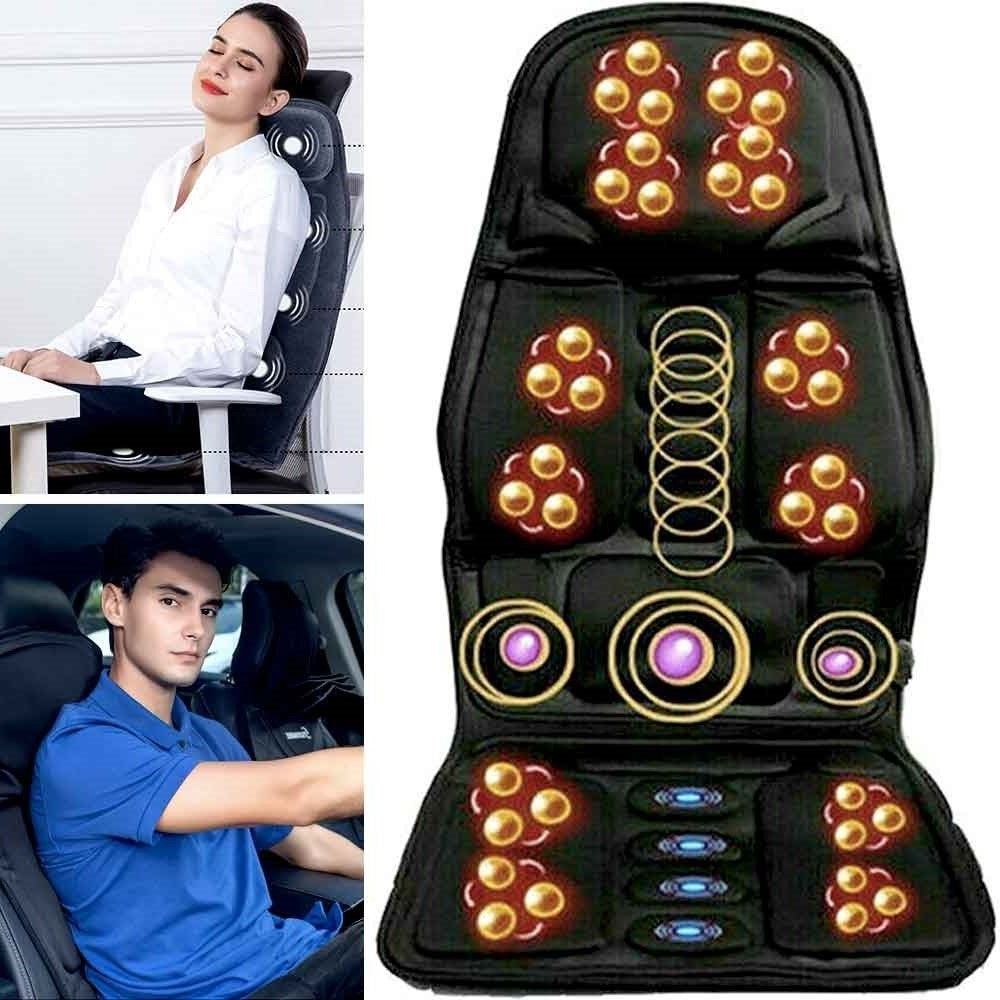 Massage Chair Pad 8 Modes Heated Neck/Back Cushion For Car & Home