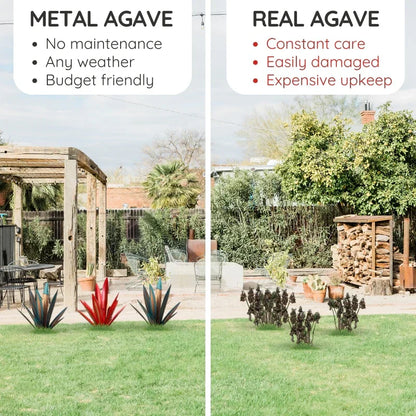 Metal Agave Plant Sculpture Decorative Accent For Indoor Outdoor Use