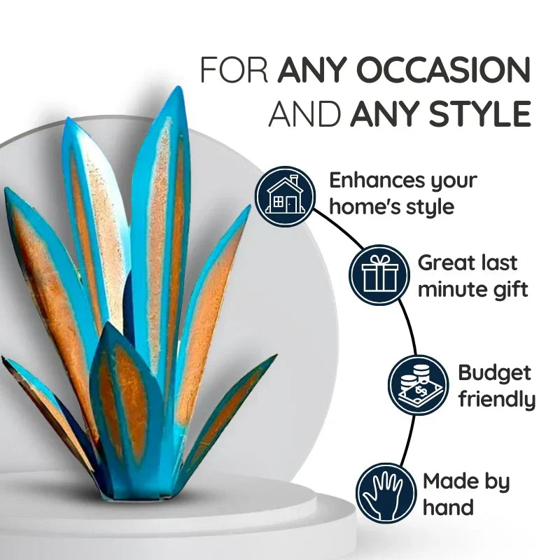 Metal Agave Plant Sculpture Decorative Accent For Indoor Outdoor Use