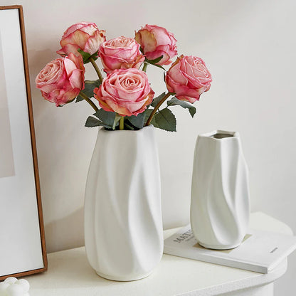 Modern Ceramic Flower Vase | Matte Twisted Nordic Decor