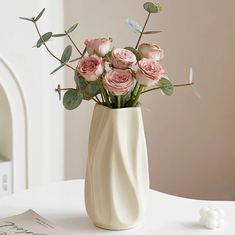 Modern Ceramic Flower Vase | Matte Twisted Nordic Decor