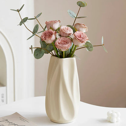Modern Ceramic Flower Vase | Matte Twisted Nordic Decor