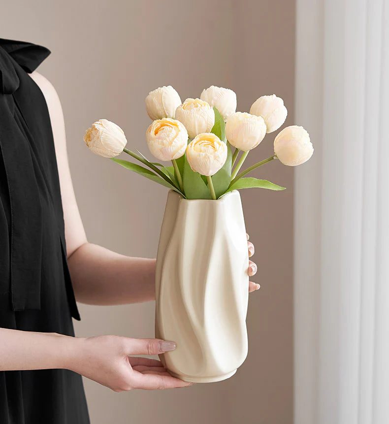 Modern Ceramic Flower Vase | Matte Twisted Nordic Decor