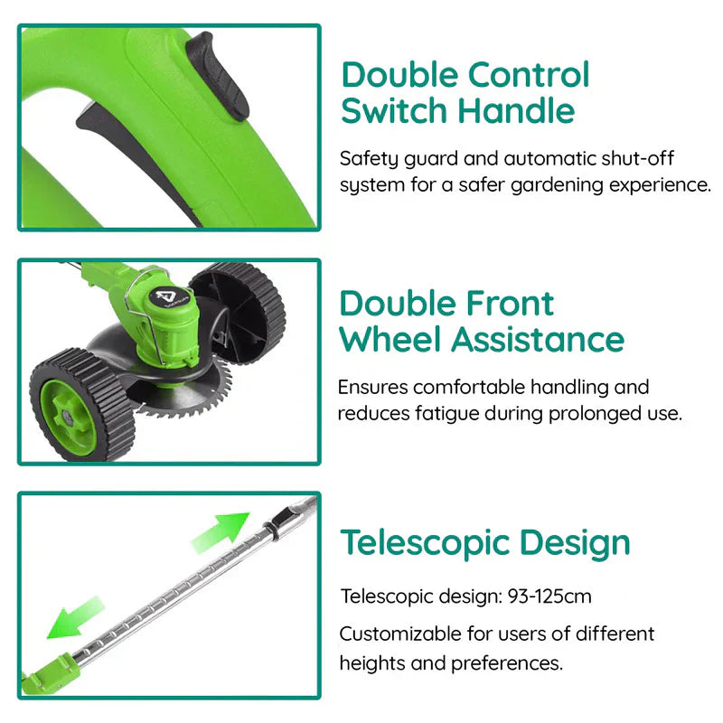 Cordless Grass Trimmer Battery Powered Electric Rechargeable With Adjustable Shaft