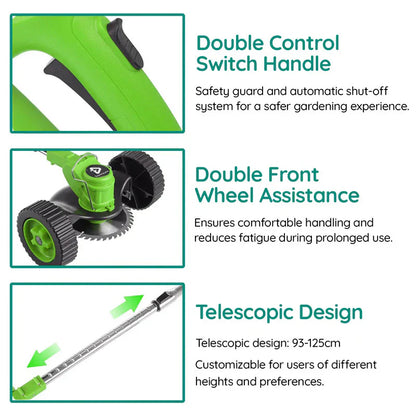 Cordless Grass Trimmer Battery Powered Electric Rechargeable With Adjustable Shaft