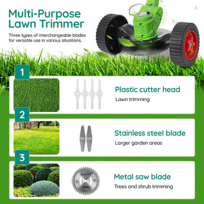 Cordless Grass Trimmer Battery Powered Electric Rechargeable With Adjustable Shaft