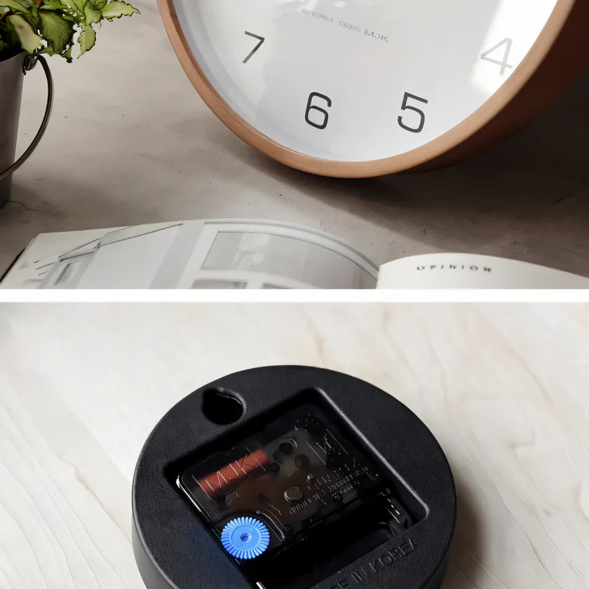 Silent Wooden Wall Clock – Nordic Design