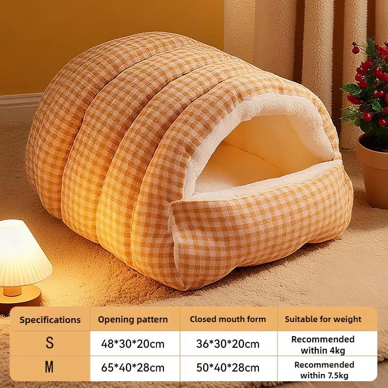 Luxury Enclosed Pet Bed – Cosy Cat Cave & Dog Igloo Sanctuary