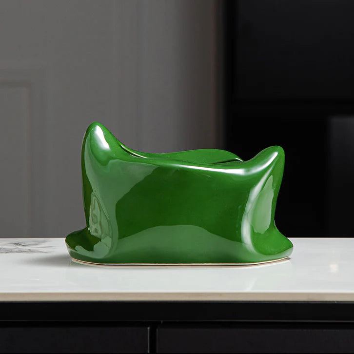 Ceramic Pillow Tissue Box Cover | Soft-Look Sculptural Decor