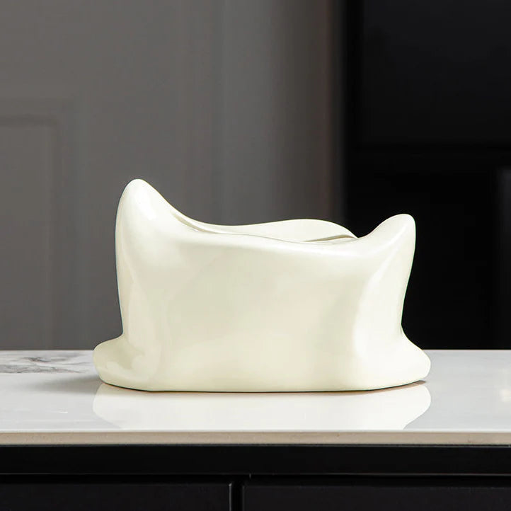 Ceramic Pillow Tissue Box Cover | Soft-Look Sculptural Decor