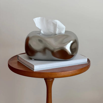 Bubble Ceramic Tissue Box Cover | Modern Cloud & Metallic Decor