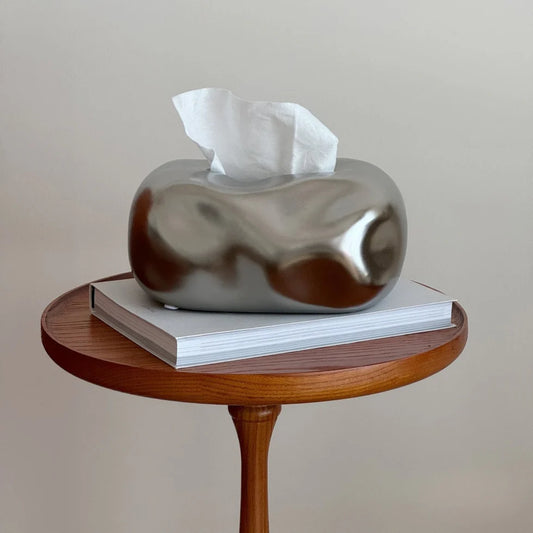 Bubble Ceramic Tissue Box Cover | Modern Cloud & Metallic Decor