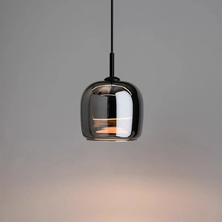 Modern Smoked Glass Pendant Light – Minimalist Black Ceiling Fixture